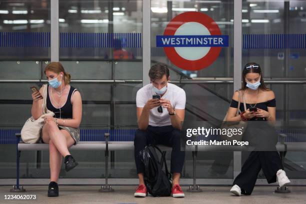 Despite changes to Covid regulations passengers at Westminster use the tube much the same as they have over the last 16 months instead today,...