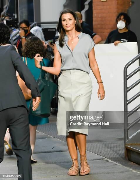 Bridget Moynahan is seen on the set of "And Just Like That..." the follow-up series to "Sex and the City" in SoHo on July 19, 2021 in New York City.
