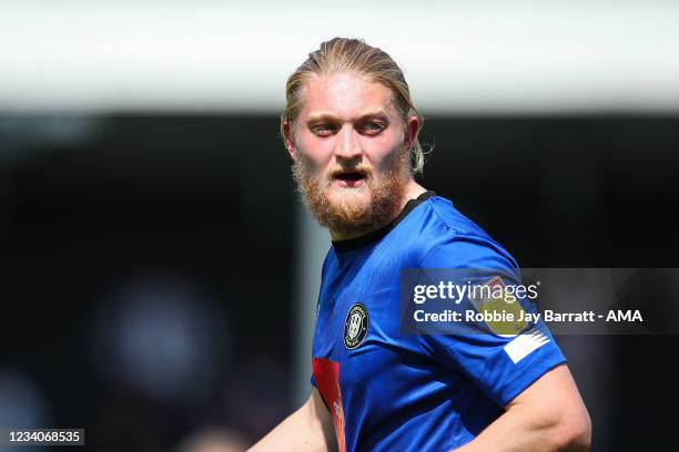 Luke Armstrong of Harrogate Town during the Pre Season Friendly between Harrogate Town and Newcastle United at The EnviroVent Stadium on July 18,...