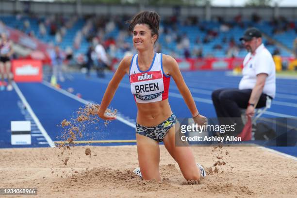 Olivia Breen of Portsmouth competes during the Women's Long Jump Final on Day Three of the Muller British Athletics Championships at Manchester...