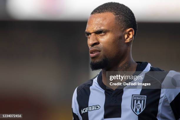 Delano Burgzorg of Heracles Almelo looks on during the Pre-Season Friendly match between FC Volendam and Heracles Almelo at Kras Stadion on July 16,...