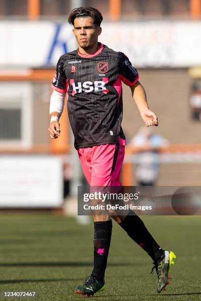 Denso Kasius of Volendam looks on during the Pre-Season Friendly match between FC Volendam and Heracles Almelo at Kras Stadion on July 16, 2021 in...