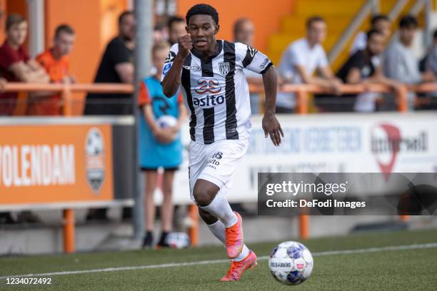Devonish Eustatia of Heracles Almelo controls the ball during the Pre-Season Friendly match between FC Volendam and Heracles Almelo at Kras Stadion...