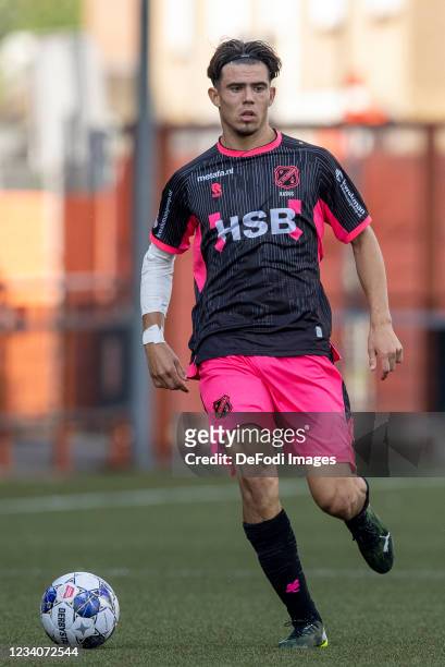 Denso Kasius of Volendam controls the ball during the Pre-Season Friendly match between FC Volendam and Heracles Almelo at Kras Stadion on July 16,...