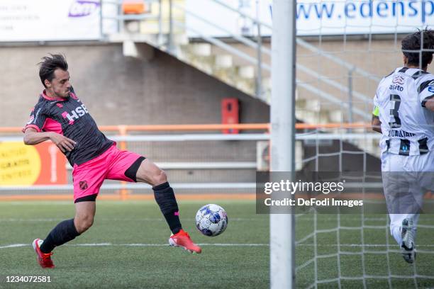 Daryl van Mieghem of Volendam scores his team's first goal during the Pre-Season Friendly match between FC Volendam and Heracles Almelo at Kras...