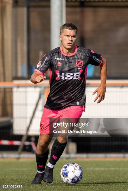 Alex Plat of Volendam controls the ball during the Pre-Season Friendly match between FC Volendam and Heracles Almelo at Kras Stadion on July 16, 2021...