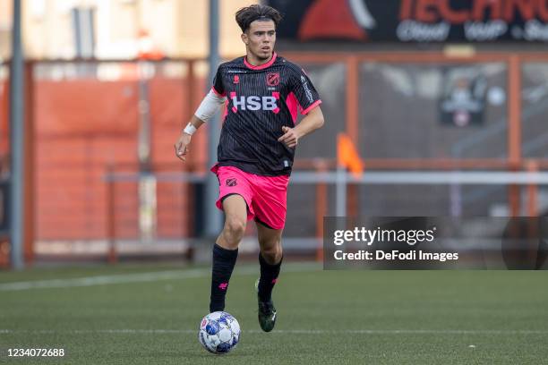 Denso Kasius of Volendam controls the ball during the Pre-Season Friendly match between FC Volendam and Heracles Almelo at Kras Stadion on July 16,...