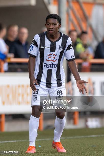 Devonish Eustatia of Heracles Almelo gestures during the Pre-Season Friendly match between FC Volendam and Heracles Almelo at Kras Stadion on July...