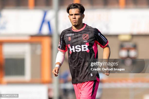 Denso Kasius of Volendam looks on during the Pre-Season Friendly match between FC Volendam and Heracles Almelo at Kras Stadion on July 16, 2021 in...