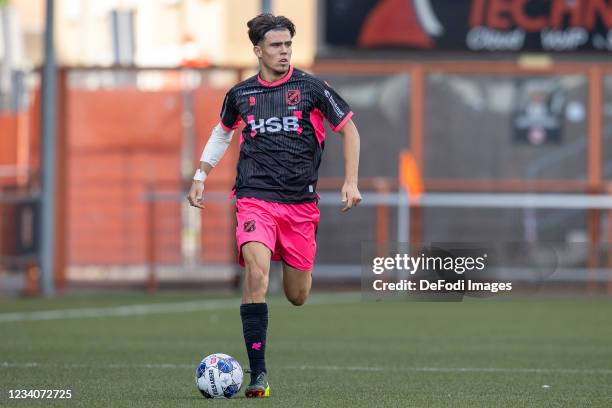 Denso Kasius of Volendam controls the ball during the Pre-Season Friendly match between FC Volendam and Heracles Almelo at Kras Stadion on July 16,...