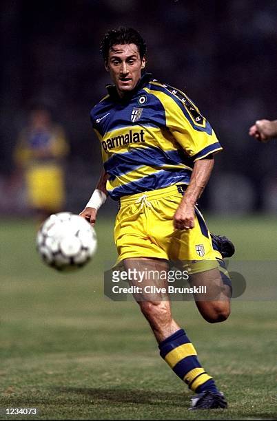 Diego Fuser of Parma in action during the Champions'' League, Third Round, Second Leg match between Parma and Rangers at Ennio Tardini Stadium,...