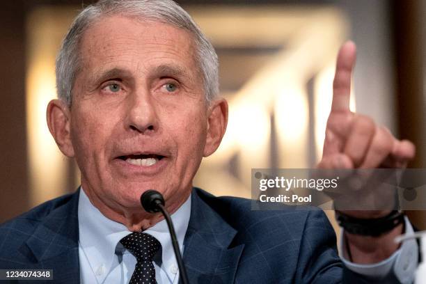 Dr. Anthony Fauci, Director of the National Institute of Allergy and Infectious Diseases, testifies at a Senate Health, Education, Labor, and...