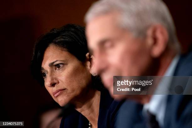 Rochelle Walensky, Director of the U.S. Centers for Disease Control and Prevention , left, and Dr. Anthony Fauci, Director of the National Institute...