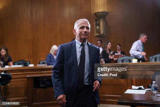 Top infectious disease expert Dr. Anthony Fauci finishes his testimony before the Senate Health, Education, Labor, and Pensions Committee about the...
