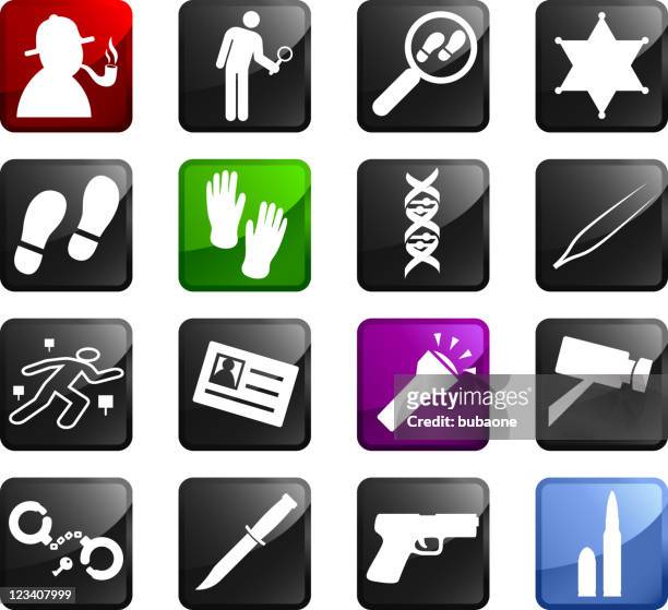 detective ( criminal investigation ) royalty free vector icon set - dead body vector stock illustrations