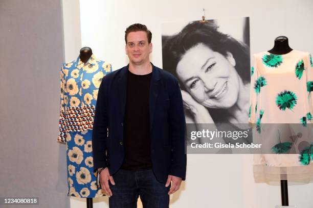 Dominik Elstner, son of Hannelore Elsner, attends the fashion installation and special auction preview "SHE - Sonderauktion Hannelore Elsner" at...