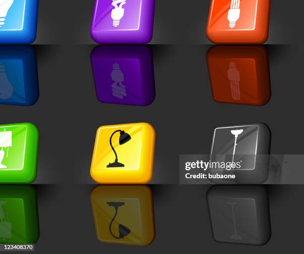 light bulbs internet royalty free vector icon set - halogen light stock illustrations
