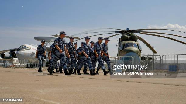 National Guard patrol seen during the XV International Aviation and Space Salon MAKS-2021 that was opened by the President of the Russian Federation,...