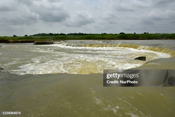 The Ajay river flows through Bolpur, West Bengal, India, 17 July, 2021. Ajay River is a major river in Jharkhand and West Bengal. It originates in...