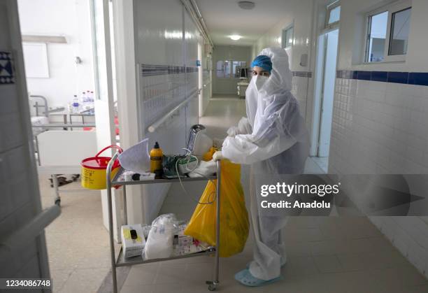 Healthcare professionals work at intensive care unit of Munci Selim Hospital, where Covid-19 patients are treated, as they spend Eid al-Adha next to...