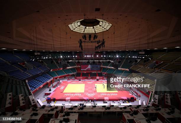 General view shows the Nippon Budokan venue for judo and karate events during the Tokyo 2020 Olympic Games in Tokyo on July 21, 2021.