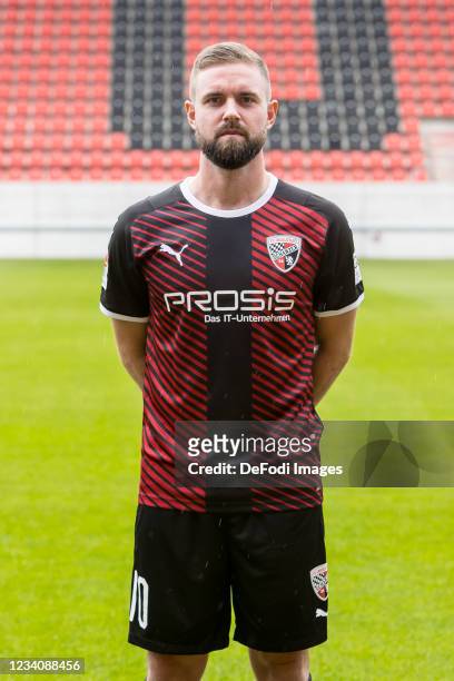 Marc Stendera of FC Ingolstadt 04 looks on of FC Ingolstadt 04 poses during the team presentation on July 15, 2021 in Ingolstadt, Germany.