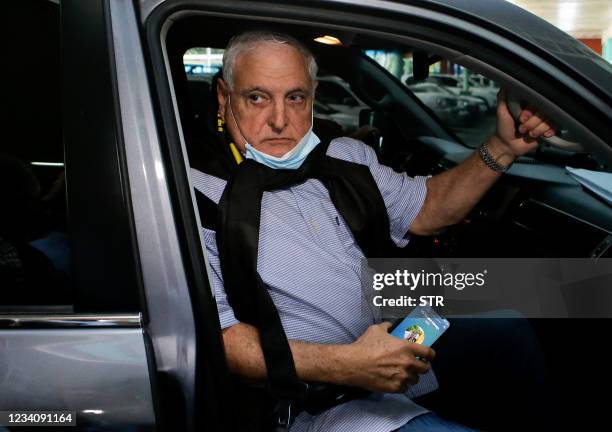 Panamanian former President Ricardo Martinelli arrives at the Accusatory Penal System headquarters in Panama City, on July 21, 2021. - The Special...