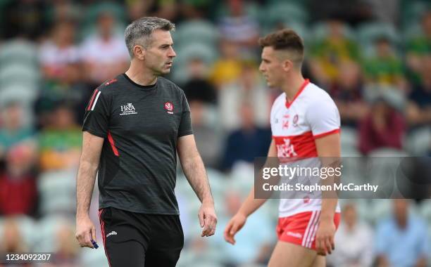 Donegal , Ireland - 11 July 2021; Derry manager Rory Gallagher before the Ulster GAA Football Senior Championship Quarter-Final match between Derry...