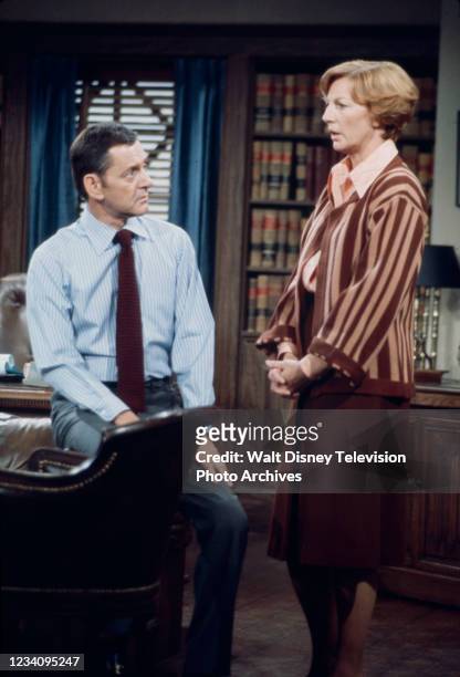 Los Angeles, CA Tony Randall, Allyn Ann McLerie appearing in the ABC tv series 'The Tony Randall Show', episode 'Case: The Hooper Affair'.