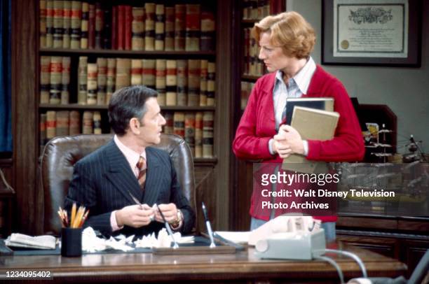 Los Angeles, CA Tony Randall, Allyn Ann McLerie appearing in the ABC tv series 'The Tony Randall Show', episode 'Case: O Come All Ye Wastrels'.