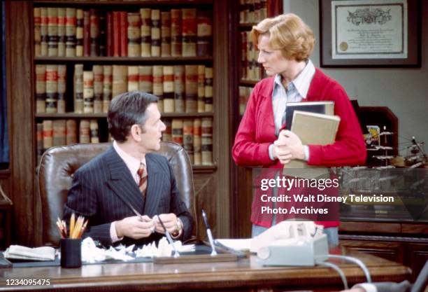 Los Angeles, CA Tony Randall, Allyn Ann McLerie appearing in the ABC tv series 'The Tony Randall Show', episode 'Case: O Come All Ye Wastrels'.