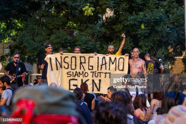 Twenty years after the G8 and the brutal repression of the anti-globalization movement, People gathered in Piazza Alimonda, in Turin, Italy, on July...