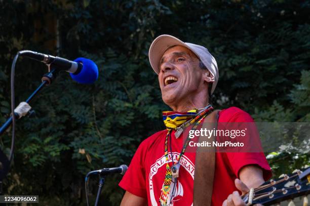 The musician Manu Chao takes part in the demonstration in Piazza Alimonda. Twenty years after the G8 and the brutal repression of the...
