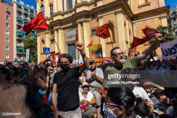 Twenty years after the G8 and the brutal repression of the anti-globalization movement, People gathered in Piazza Alimonda, in Turin, Italy, on July...