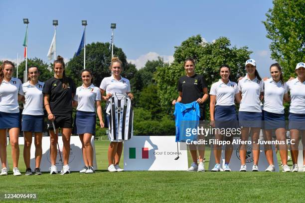 Cecilia Salvai and Martina Lenzini attend The European Ladies Amateur Championship 2021 at Royal Park I Roveri Golf & Country Club on July 20, 2021...