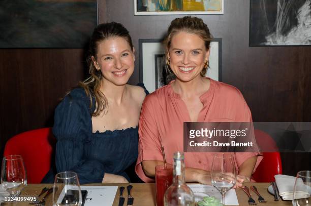 Lisa Donovan and Alice Eve attend 'The Pattern' dinner hosted by founder Lisa Donovan at Sofitel London St. James on July 21, 2021 in London, England.
