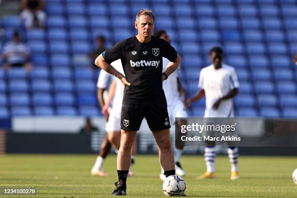 West Ham assistant coach Stuart Pearce during the pre-season friendly between Reading and West Ham United at Madejski Stadium on July 21, 2021 in...