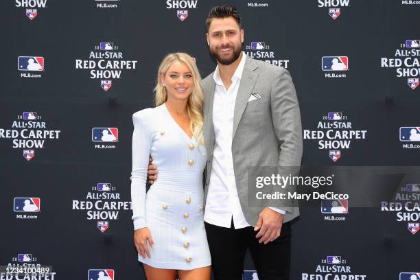 Joey Gallo of the Texas Rangers poses for a photo with family during the MLB All-Star Red Carpet Show at Downtown Colorado on Tuesday, July 13, 2021...