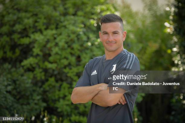 Former Player Simone Padoin poses for photos as he joins Juventus Technical Staff on July 22, 2021 in Turin, Italy.