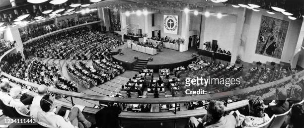 General view of the United Nations Conference on the Human Environment in Stockholm on June 5, 1972.