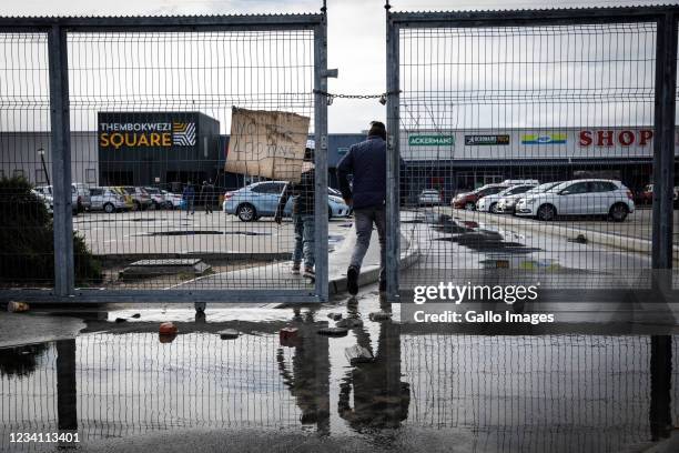 Deputy Minister of State Security Zizi Kodwa visits Thembokwezi Square in Khayelitsha on July 20, 2021 in Cape Town, South Africa. The visit forms...