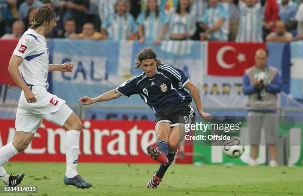 World Cup 2006, Argentina v Serbia & Montenegro, Hernan Crespo of Argentina shoots at goal in their game against Serbia & Montenegro.
