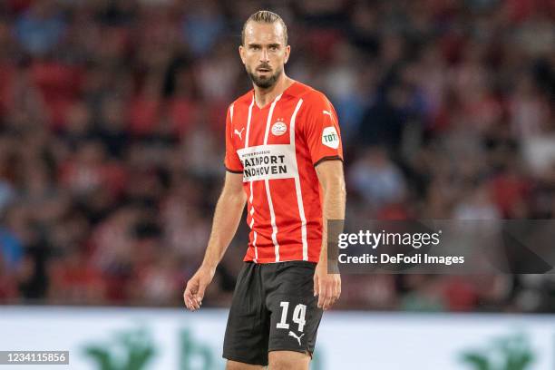 Davy Propper of PSV Eindhoven looks on during the UEFA Champions League Qualifiers Match between PSV Eindhoven and Galatasaray SK at Philips Stadion...