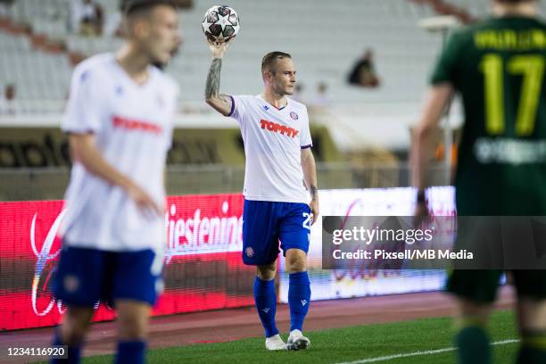 Gergo Lovrencsics of Hajduk Split during the UEFA Conference League Second Qualifying Round match between Hajduk Split and Tobol at Stadium Poljud on...