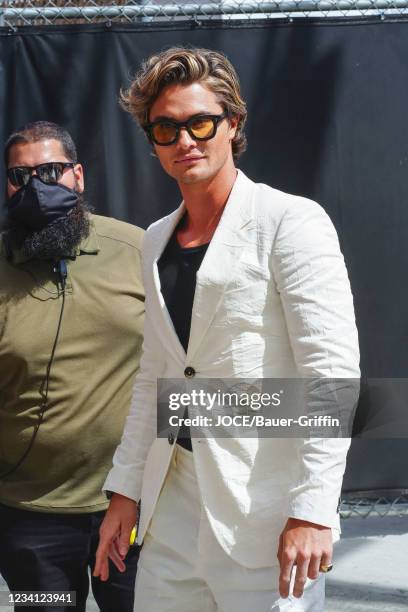 Chase Stokes is seen arriving at 'Jimmy Kimmel Live' on July 22, 2021 in Los Angeles, California.