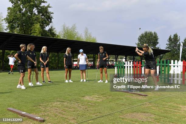 Juventus Women players attend European Ladies' Amateur Championship 2021 at Royal Park I Roveri Golf & Country Club on July 23, 2021 in Turin, Italy.