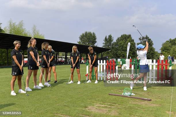 Juventus Women players attend European Ladies' Amateur Championship 2021 at Royal Park I Roveri Golf & Country Club on July 23, 2021 in Turin, Italy.