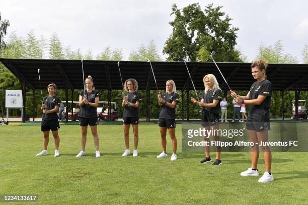 Juventus Women players attend European Ladies' Amateur Championship 2021 at Royal Park I Roveri Golf & Country Club on July 23, 2021 in Turin, Italy.