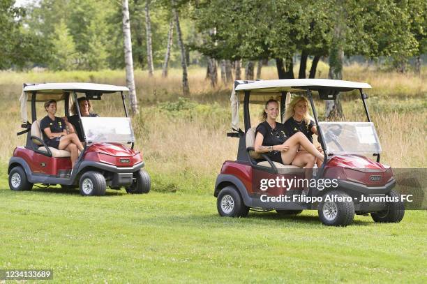 Juventus Women players attend European Ladies' Amateur Championship 2021 at Royal Park I Roveri Golf & Country Club on July 23, 2021 in Turin, Italy.