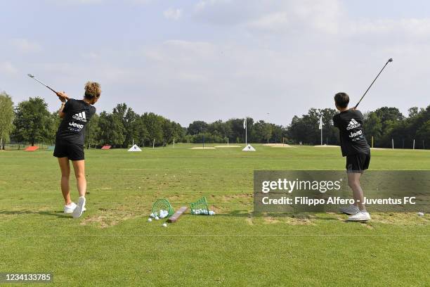 Barbara Bonansea and Annahita Zamanian Attend European Ladies' Amateur Championship 2021 at Royal Park I Roveri Golf & Country Club on July 23, 2021...